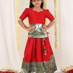 JBN Creation Girls Ethnic Motifs Woven Design Ready To Wear Lehenga-picture-31