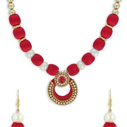 AKSHARA Gold-Plated Stone-Studded & Pearl Beaded Jewellery Set-20