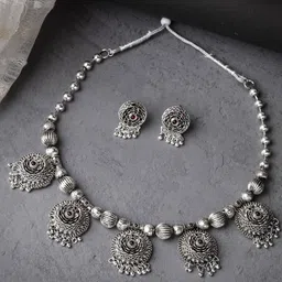 Sukkhi Rhodium-Plated AD-Studded Necklace and Earrings Set-picture-16