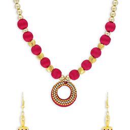 AKSHARA Girls Gold-Plated Stone-Studded & Beaded Jewellery Set-11