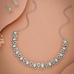 Lyriss Silver-Plated Stone-Studded Jewellery Set-image-78