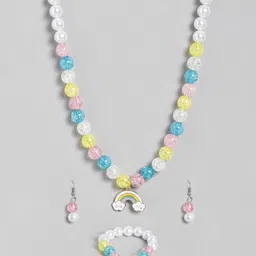EL REGALO Girls White & Pink Rainbow Pendant Beaded Jewellery Set-image-62