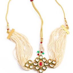 Jewar Mandi Gold-Plated Kundan-Studded Pearl Beaded  Layer Jewellery Set-image-81