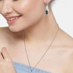 DIVASTRI Silver-Plated Stone-Studded Jewellery Set-image-27