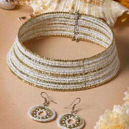 Moedbuille Gold-Plated Beaded Afghan Layered Jewellery Set-image-74