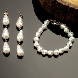 Bohey by KARATCART Pearls Beaded Jewellery Set-image-34