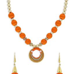 AKSHARA Gold-Plated Stone-Studded & Thread Wrapped Beaded Jewellery Set-19