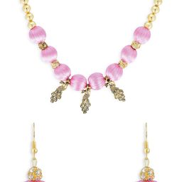 AKSHARA Girls Gold-Plated Stone-Studded & Beaded Jewellery Set-24