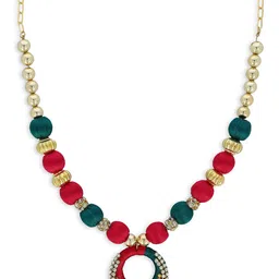 AKSHARA Gold-Plated Stone-Studded & Beaded Jewellery Set-19