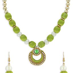 AKSHARA Girls Gold Plated Stone Studded & Pearl Beaded Jewellery Set-43