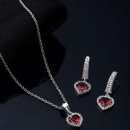 Yellow Chimes Artificial Stones Studded Pendant Set-image-0