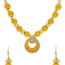AKSHARA Gold Plated Stone Studded & Pearl Beaded Jewellery Set-34