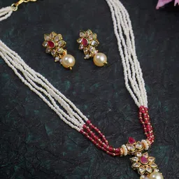 Adwitiya Collection Gold-Plated Stone-Studded Jewellery Set-picture-17