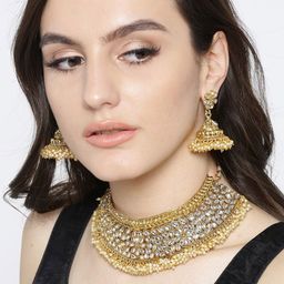 DIVASTRI Gold-Plated Stone Studded & Beaded Jewellery Set-picture-4