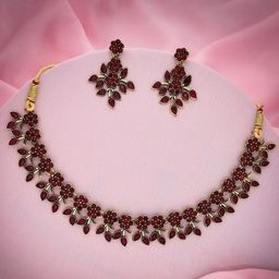 Lyriss Gold-Plated Stone-Studded Jewellery Set-image-83