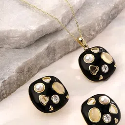 Cierra Gold-Plated Stone-Studded Jewellery Set-48