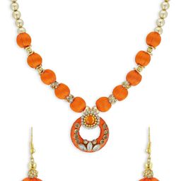 AKSHARA Gold-Plated Stone-Studded & Pearl Beaded Jewellery Set-image-82