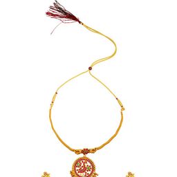 Shining Jewel - By Shivansh Antique Gold-Plated CZ-Studded Choker Jewellery Set-image-56