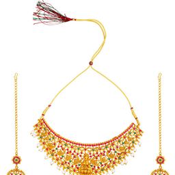 Shining Jewel - By Shivansh Gold-Plated Kundan-Studded &  pearl-beaded Jewellery Set-picture-5