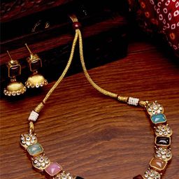 KARATCART Gold-Plated & Artificial Stones Studded Jewellery Set-48