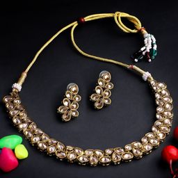 Adwitiya Collection Gold-Plated Stone-Studded Jewellery Set-72