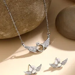 Cierra Silver-Plated Cubic Zirconia Stone-Studded Jewellery Set-image-52