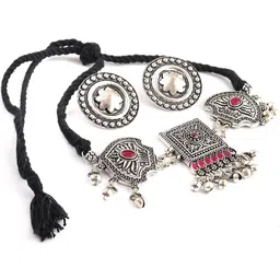 Jewar Mandi Silver-Plated Kundan-Studded Jewellery Set-picture-42