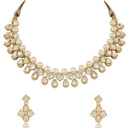 I Jewels Gold-Plated Kundan-Studded Jewellery Set-image-24
