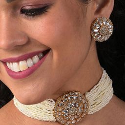 SOHI Gold-Plated White Pearl Jewellery Set-image-96