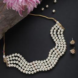 SOHI Gold-Plated White Pearl Jewellery Set-image-48
