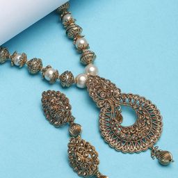 PANASH Gold-Plated Kundan Studded Handcrafted Jewellery Set-17