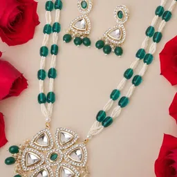 OOMPH Kundan-Studded & Beaded Jewellery Set-image-94