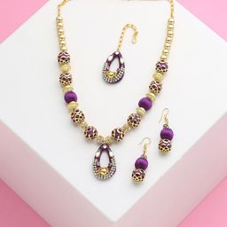 AKSHARA Gold-Plated Stone Studded & Pearl Beaded Jewellery Set-image-48
