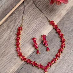 ZENEME Gold-Plated American Diamond Studded Jewellery Set-22