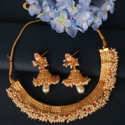 PENNY JEWELS White Gold-Plated Pearl Necklace with Earrings-image-2