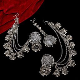 Shining Diva Oxidised Silver-Plated Jewellery Set-46