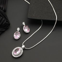 Saraf RS Jewellery Silver-Plated CZ-Studded Jewellery Set-image-74
