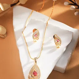 Saraf RS Jewellery Gold-Plated AD-Studded & Beaded Jewellery Set-40