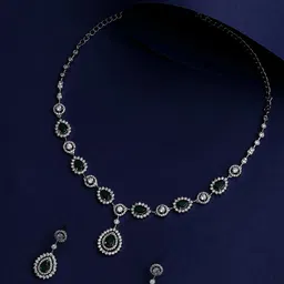 ASMITTA JEWELLERY Silver-Plated CZ Studded & Beaded Jewellery Set-image-31