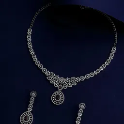 ASMITTA JEWELLERY Silver-Plated CZ-Studded Necklace and Earrings-picture-10