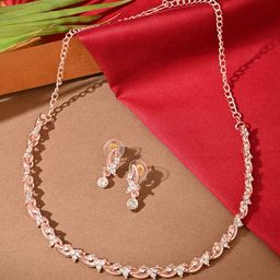 Fida Rose Gold-Plated AD Stone Studded Jewellery Set-image-91