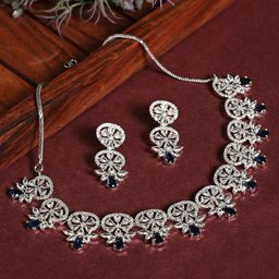 Jazz and Sizzle Silver-Plated & AD Stone Studded Jewellery Set-picture-5