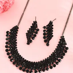 VOJ Rhodium Plated American Diamond Studded Stainless Steel Jewellery Set-image-91