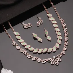 Jazz and Sizzle Set Of 2 Rose Gold Plated CZ Studded Jewellery Set-12