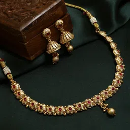 Adwitiya Collection Gold-Plated Stone Studded Jewellery Set-94