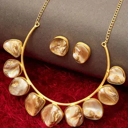 SOHI Gold-Toned & White Stone Studded Gold-Plated Jewellery Set-image-41