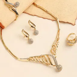 SOHI Women Gold-Plated White Stone Studded Jewellery Set-56
