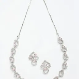 Aazeen Rhodium-Plated CZ & AD Studded Jewellery Set-21