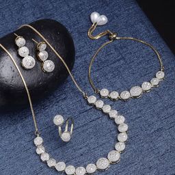 ZENEME Gold-Plated White AD-Studded Jewellery Set-38