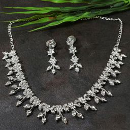 AccessHer Silver-Plated AD-Studded Jewellery Set-10